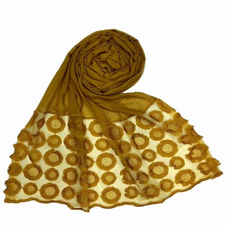 Designer Flower Diamond Studded Stole- Yellow