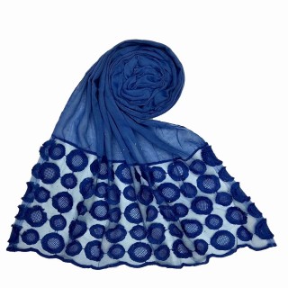 Designer Flower Diamond Studded Stole- Blue