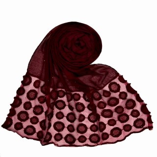 Designer Flower Diamond Studded Stole- Maroon