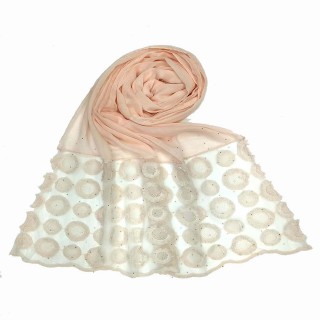 Designer Flower Diamond Studded Stole- Pink