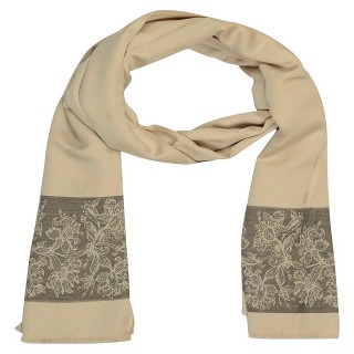 Premium Silk Border Stole-Cream