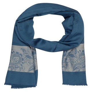 Premium Silk Border Stole- Blue