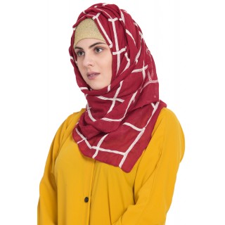 Designer cotton Grid hijab- Maroon