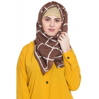 Designer cotton Grid hijab- Brown