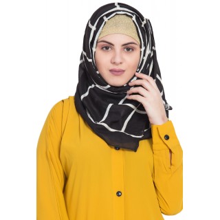 Designer cotton Grid hijab- Black