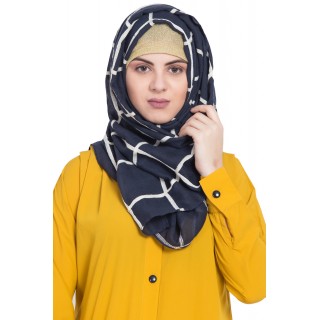 Designer cotton Grid hijab- Blue