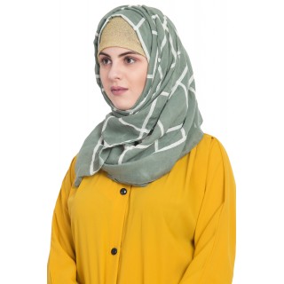 Designer cotton Grid hijab- Green