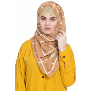 Designer cotton Grid hijab- Brown