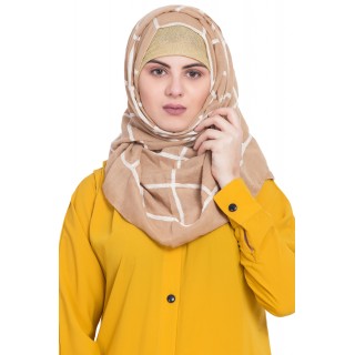 Designer cotton Grid hijab- Brown