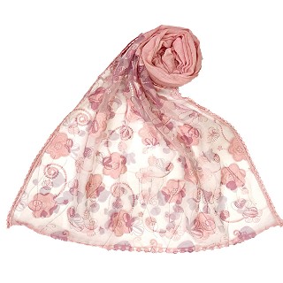 Digital Flower Printed Hijab For Women - Baby Pink 