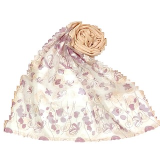 Digital Flower Printed Hijab For Women - Cream