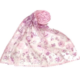 Digital Flower Printed Hijab For Women - Pink