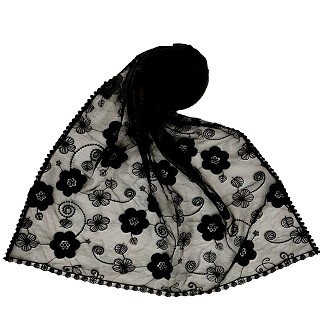 Digital Flower Printed Hijab For Women - Black