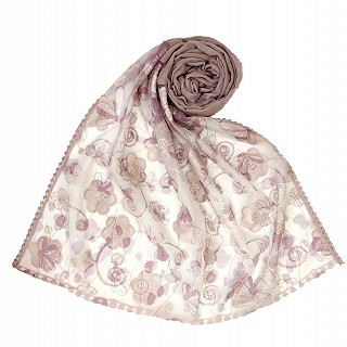 Digital Flower Printed Hijab For Women - Purple