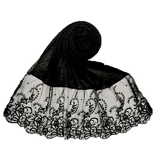 Premium Designer Flower Printed Stole - Black