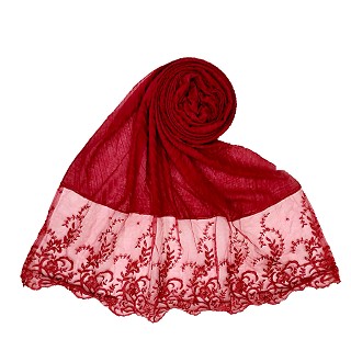 Premium Designer Flower Printed Stole - Maroon