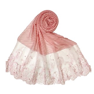 Premium Designer Flower Printed Stole - Baby Pink