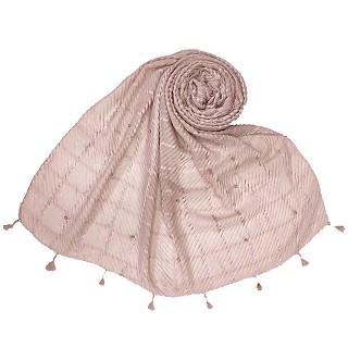 Cotton Box Checkered Fringe's Stole - Pink