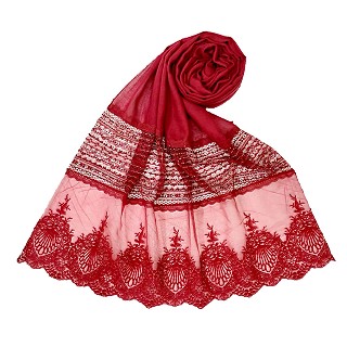 Rich Cotton - Designer Diamond Work Hijab - Maroon