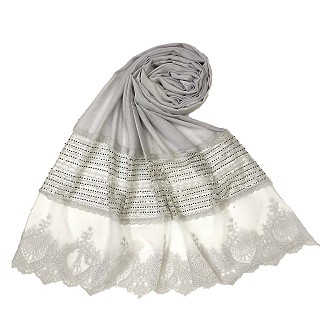 Rich Cotton - Designer Diamond Work Hijab - Grey