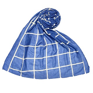 Premium Cotton Grid Hijab - Blue