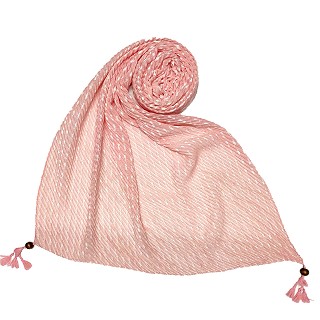 Premium Cotton Hand Work Thread Hijab - Light Pink