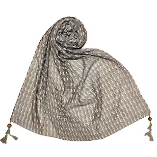 Premium Cotton Hand Work Thread Hijab - Brown