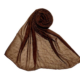 Premium Cotton Crush Designer Diamond Studded  Stole - Brown