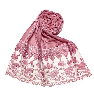 Premium cotton double bordered fringe's hijab - Pink