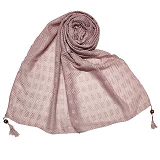 Designer cotton puff checkered stole - Purple 