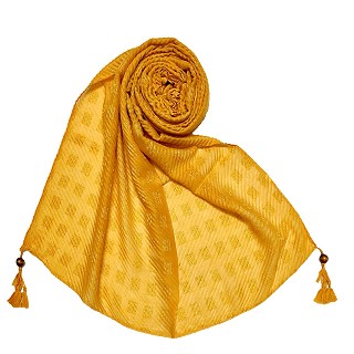 Designer cotton puff checkered stole - Yellow