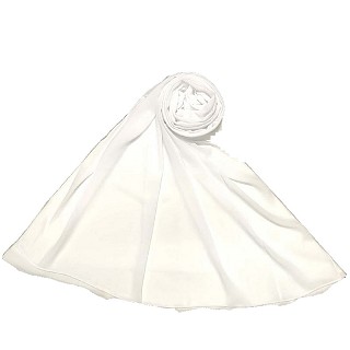  Premium Chiffon Plain Stole - White