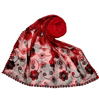 Designer Flower Hijab - Red