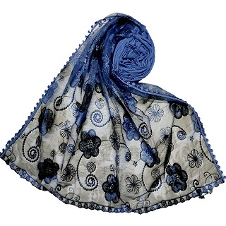 Designer Flower Hijab - Blue