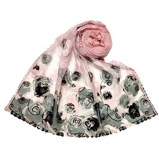 Designer Flower Hijab - Pink