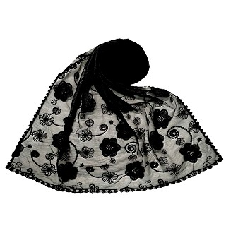 Women Designer Flower Hijab -Black