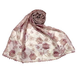 Women Designer Flower Hijab - Purple