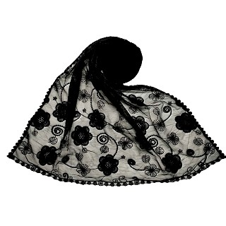 Women Designer Flower Hijab -Black