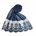 Designer square shaped with flowery net diamond hijab- Blue