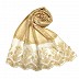 Designer square shaped with flowery net diamond hijab- Cream