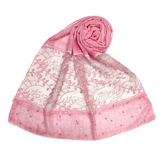 Premium cotton designer diamond and pearl studded  hijab- Pink