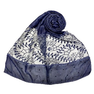 Premium cotton designer diamond and pearl studded  hijab- Dark blue