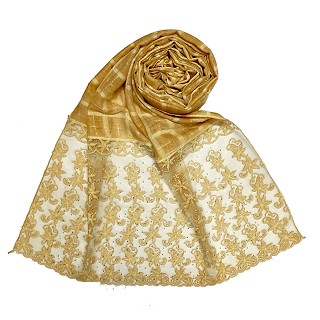 Designer trendy cotton diamond studded stole- Yellow