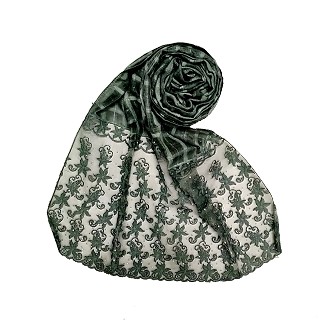 Designer trendy cotton diamond studded stole- Dark green