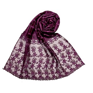 Designer trendy cotton diamond studded stole- Purple