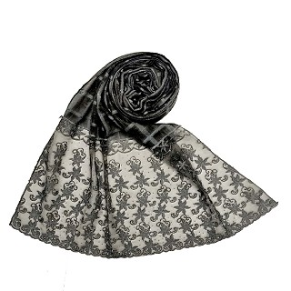 Designer trendy cotton diamond studded stole- Black