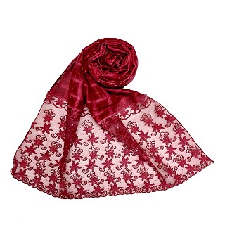 Designer trendy cotton diamond studded stole- Maroon