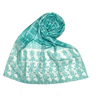 Designer trendy cotton diamond studded stole- Mint green