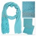 Designer Half Net Diamond Stole- Sky Blue