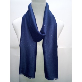 Cotton Plain Glitter Stole - Navy Blue